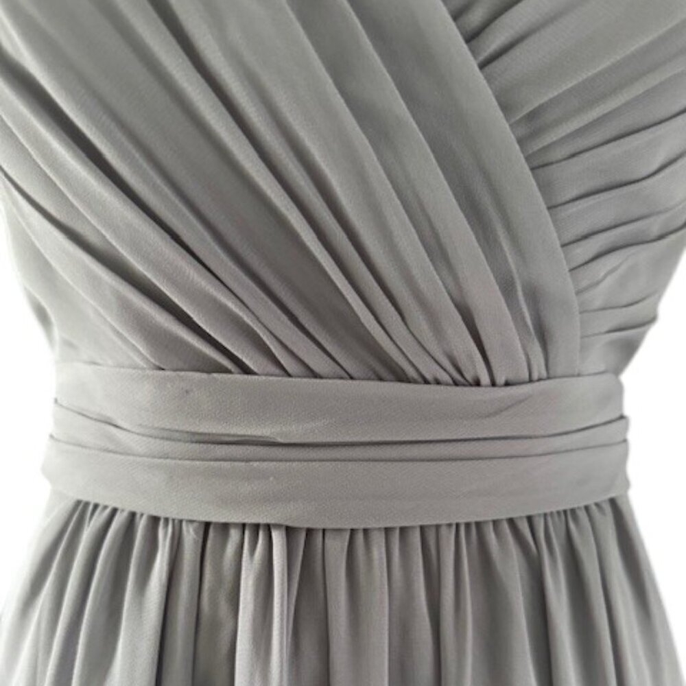Bari Jay Bridesmaid Grey Chiffon Dress Style 1631 Shadow V Neck Pleated Sz 6 NWT - Picture 4 of 16